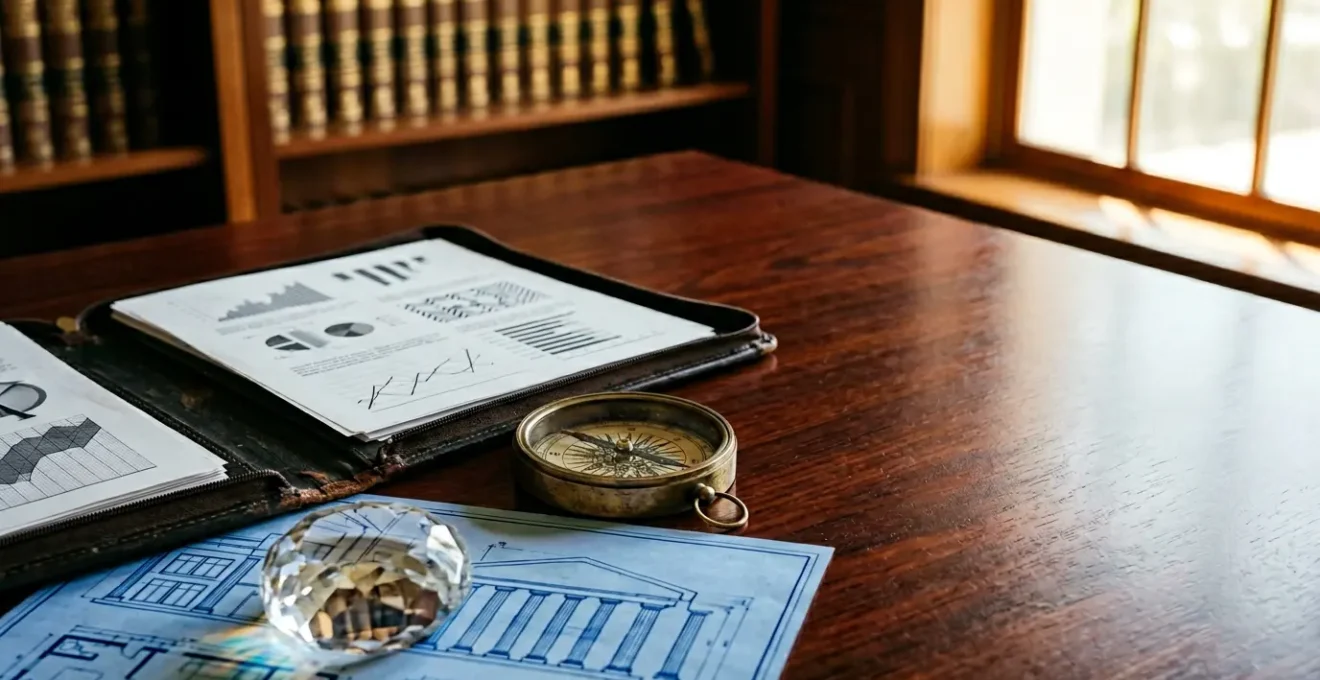 Professional financial planning scene showing wealth protection strategies and legacy planning in a sophisticated office environment