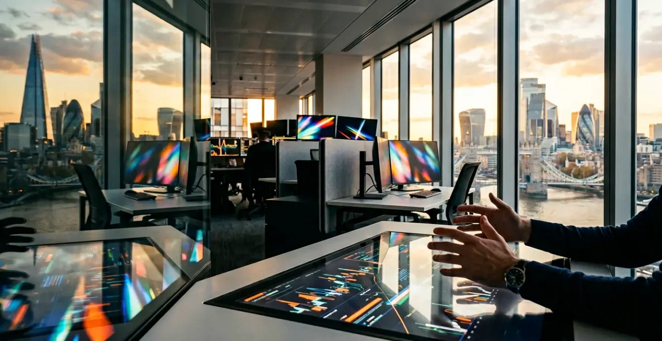 Professional trading environment showing LSE stock market analysis